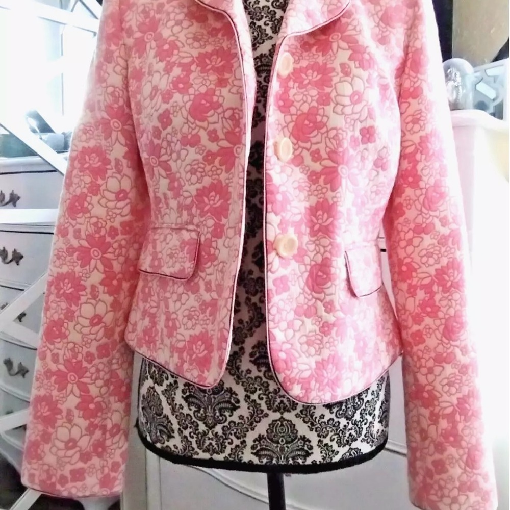 LOFT Pink Blazer Cropped Suit Jacket